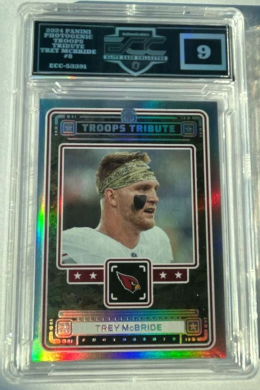 2024 Panini Photogenic Trey McBride Troops Tribute #8 Arizona Cardinals /150 Gra